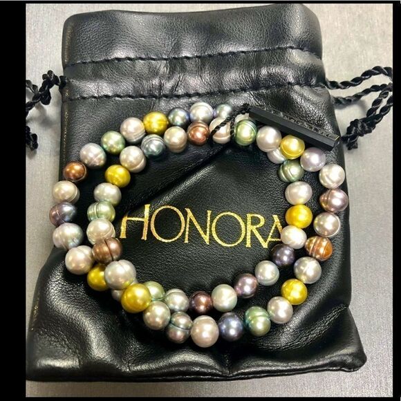 Honora (Two)Stretchy Pearl Bracelets Dark Multi Collection - Picture 1 of 5
